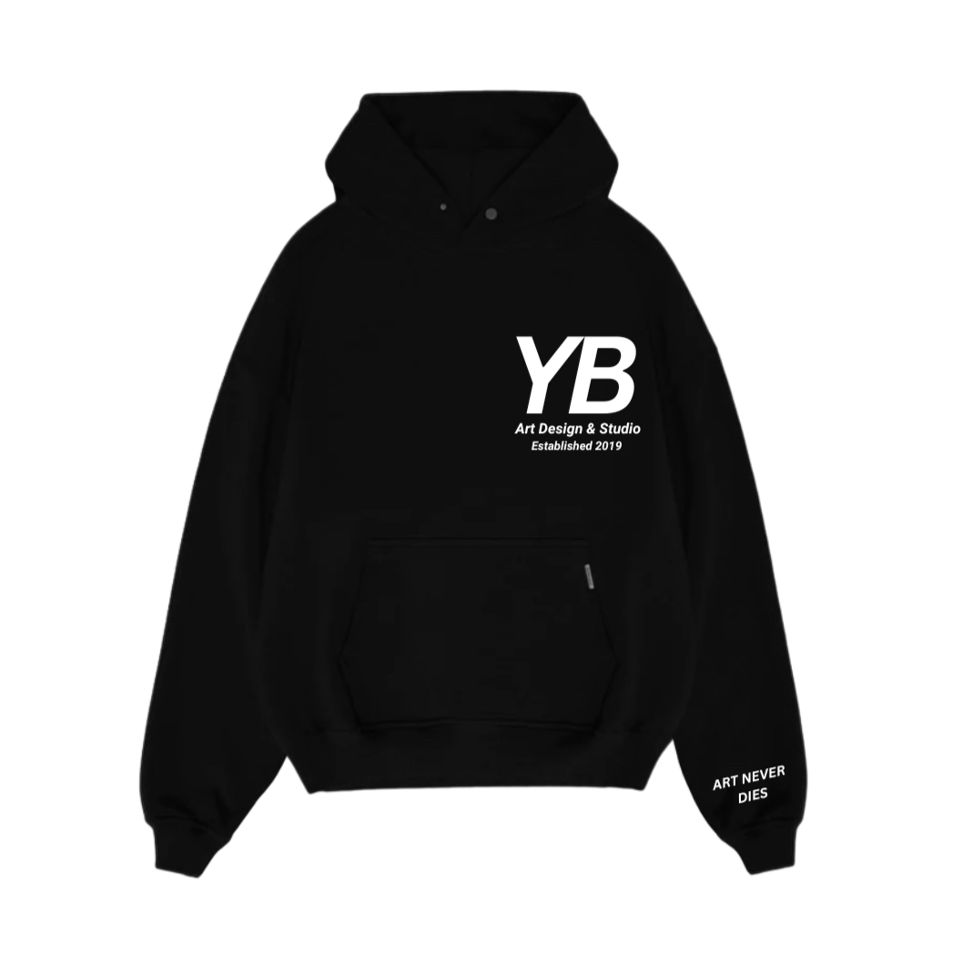 YB V1 RAW-CUT EDGE ART HOODIE (BLACK)