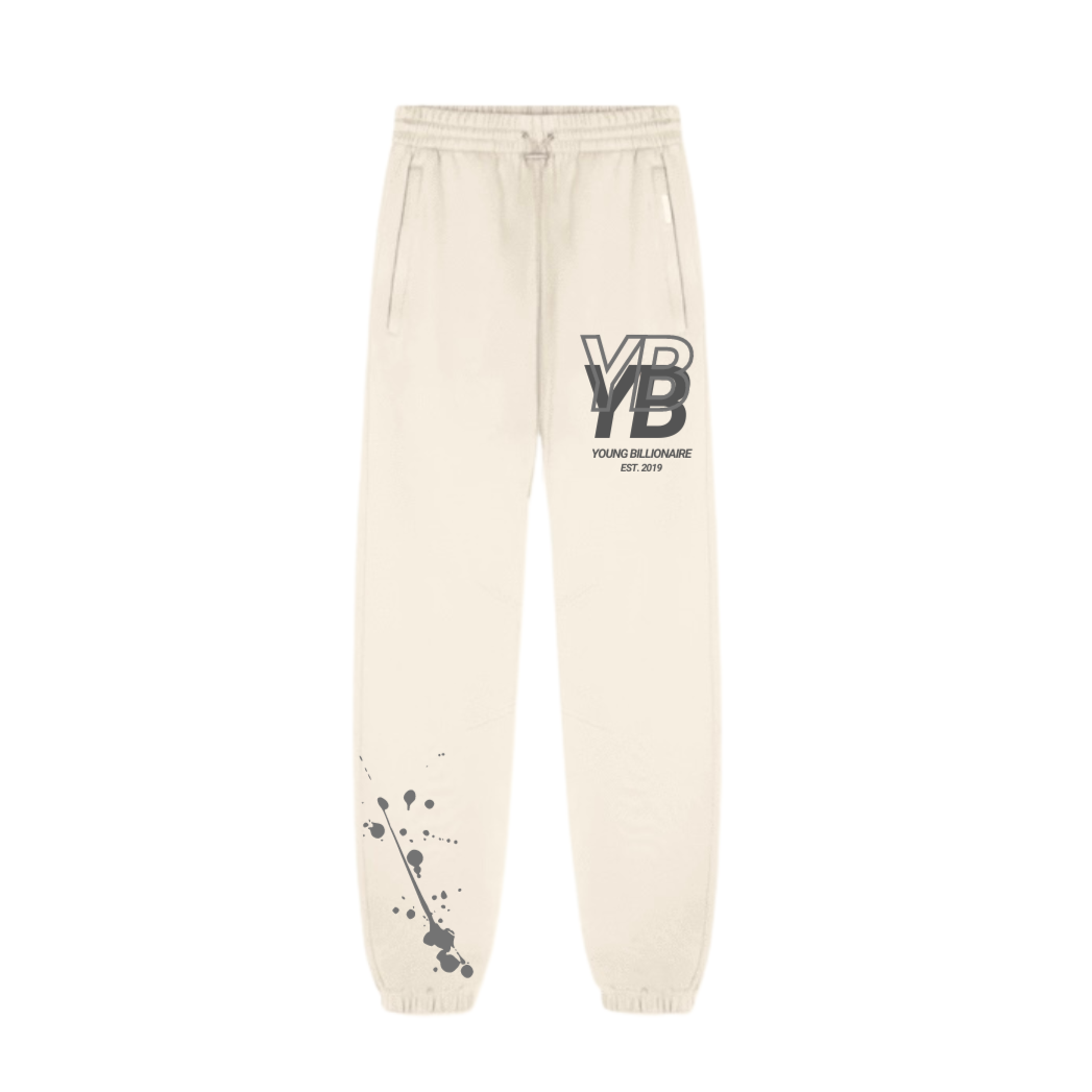 YB V1 PAINT SPLATTER SWEATPANTS (CREAM)