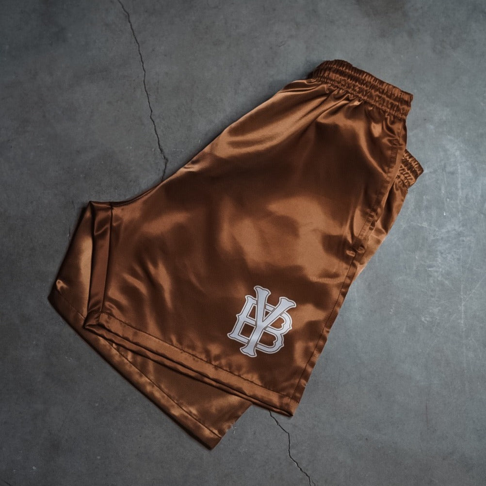 YB SATIN SHORTS (BROWN)