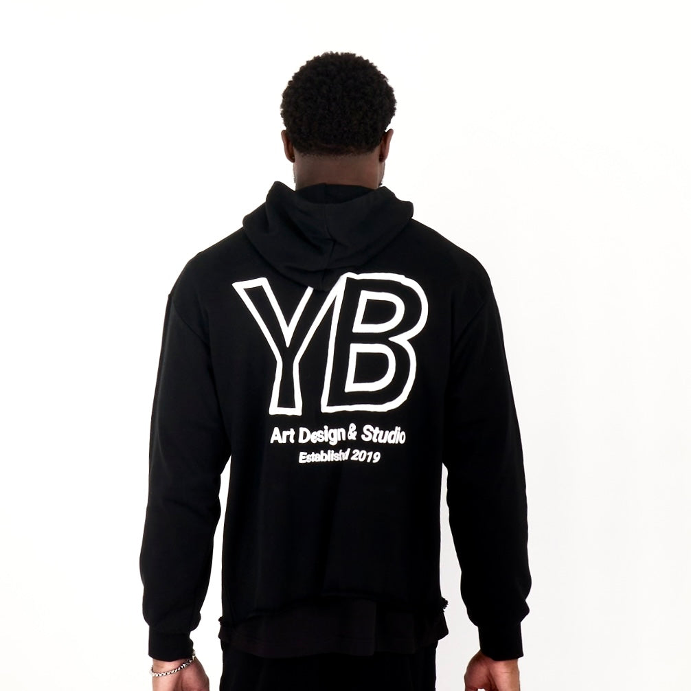 YB V1 RAW-CUT EDGE ART HOODIE (BLACK)