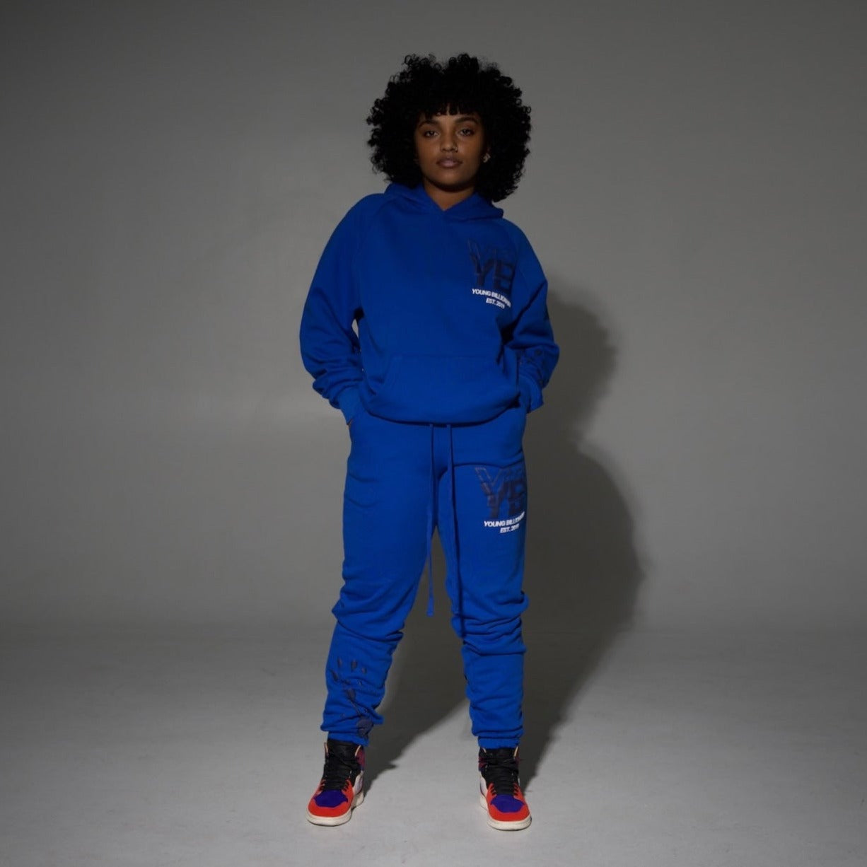 YB V1 PAINT SPLATTER SWEATPANTS (BLUE)