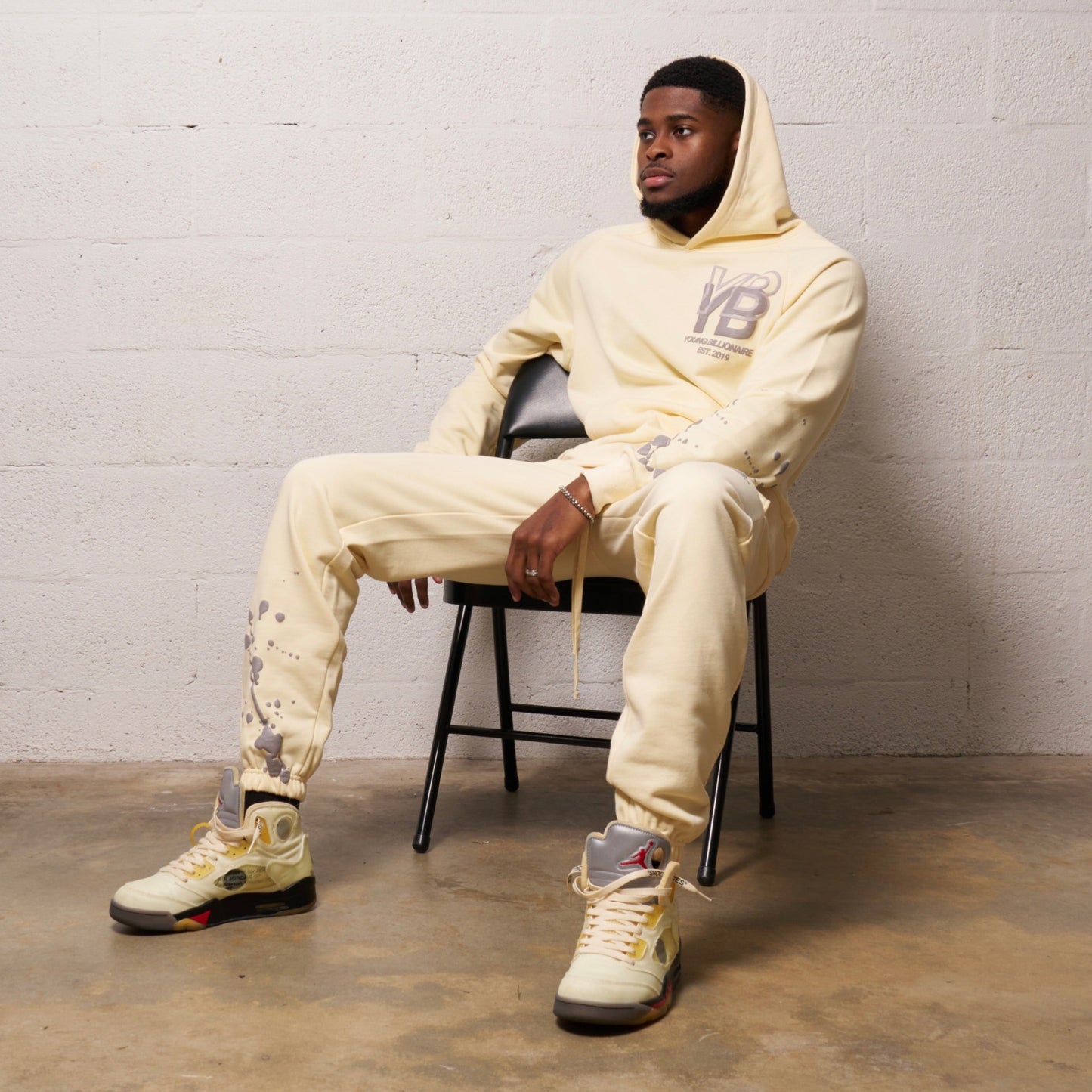 YB V1 PAINT SPLATTER HOODIE (CREAM)