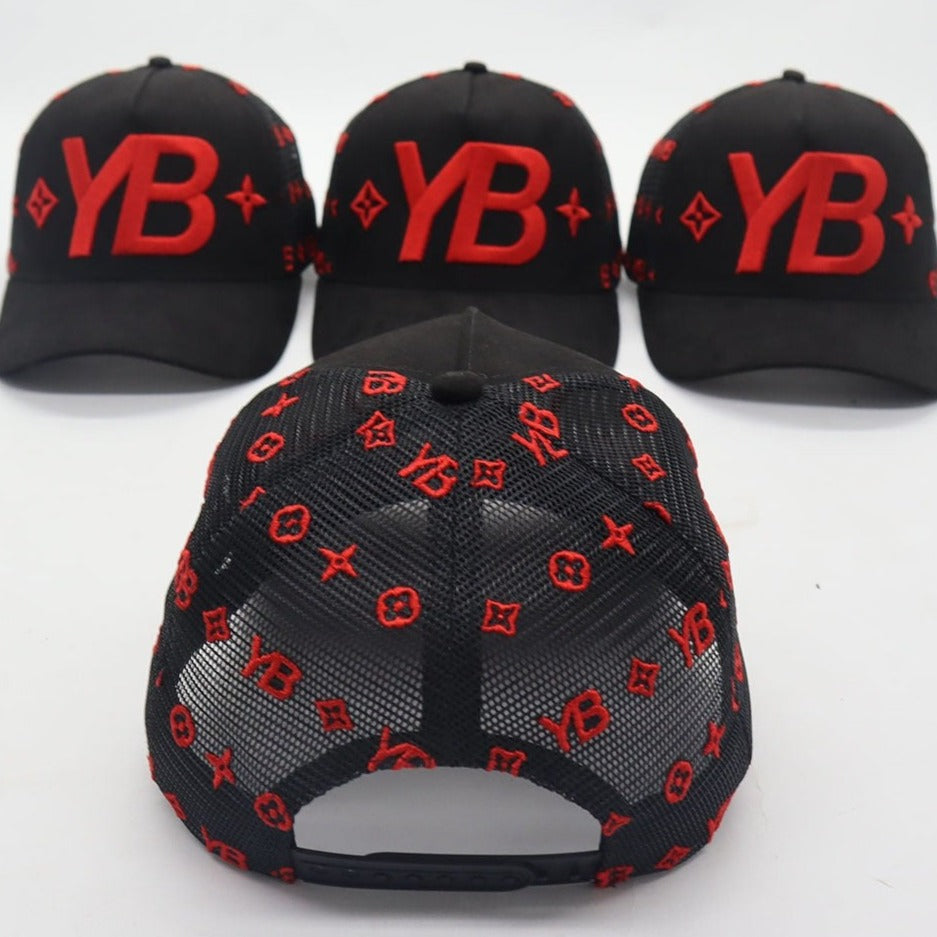 YB V1 MONOGRAM HAT (BLACK/RED)