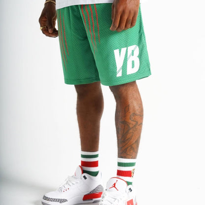 YB SCRATCH MESH SHORTS (GREEN)